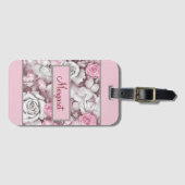 Personalisiertes Pink und Mauve Muster für Vintage Gepäckanhänger (Vorderseite (Horizontal))