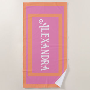 Personalisiertes Pink und Orange Strandtuch