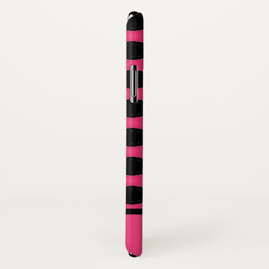 Personalisiertes Pink- und Schwarz-Polka-Punktmust Case-Mate iPhone Hülle (Hinten/Rechts)