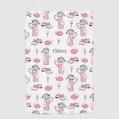 Personalisiertes Pink und White Golf Theme Ladys Golfhandtuch (Vorderseite)