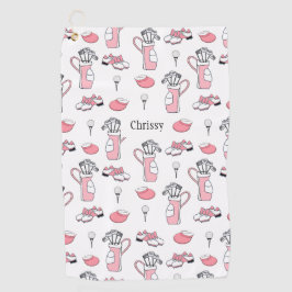 Personalisiertes Pink und White Golf Theme Ladys Golfhandtuch