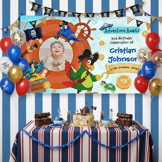 Personalisiertes Pirate Birthday Party Banner-Foto Banner