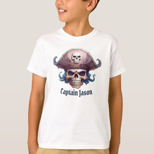 Personalisiertes Pirate Skull Birthday Bash T-Shir T-Shirt (Vorderseite)
