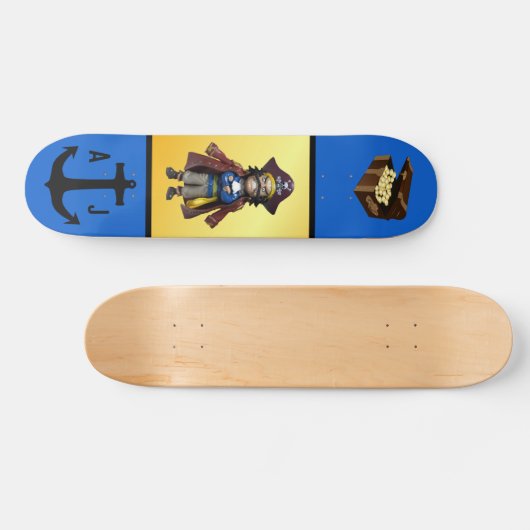 Personalisiertes Pirate Treasure & Anchor Skateboa Skateboard (Horizontal)