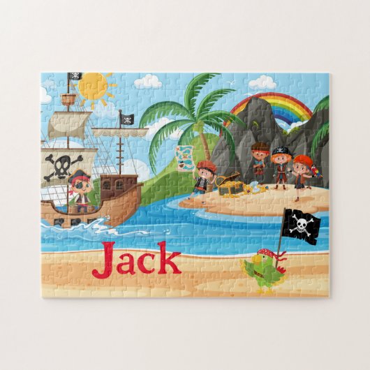 Personalisiertes Piratenschiff-Kindername-Puzzle Puzzle (Horizontal)