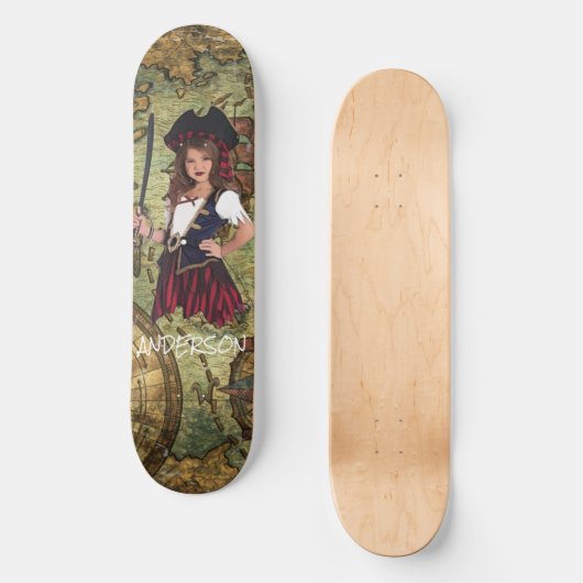 Personalisiertes PIRATMÄDCHEN Skateboard (Vorderseite)