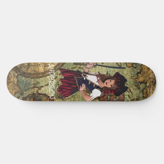 Personalisiertes PIRATMÄDCHEN Skateboard (Horizontal)