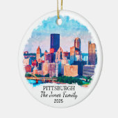 Personalisiertes Pittsburgh-Ornament, Pennsylvania Keramik Ornament (Links)
