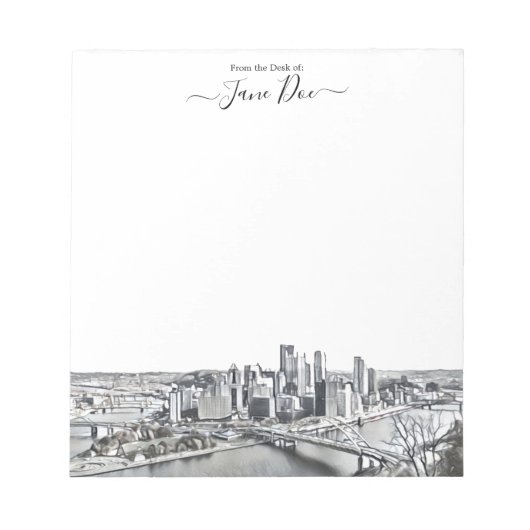 Personalisiertes Pittsburgh Skyline Notepad Notizblock (Vorderseite)