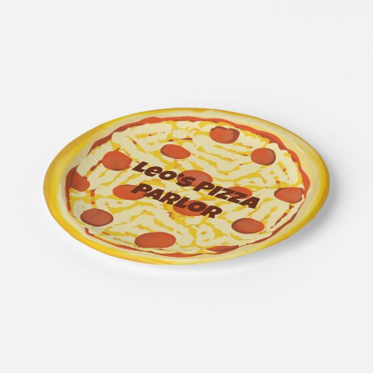 Personalisiertes Pizza Parlor Pizzeria Party Pappteller (Schrägansicht)