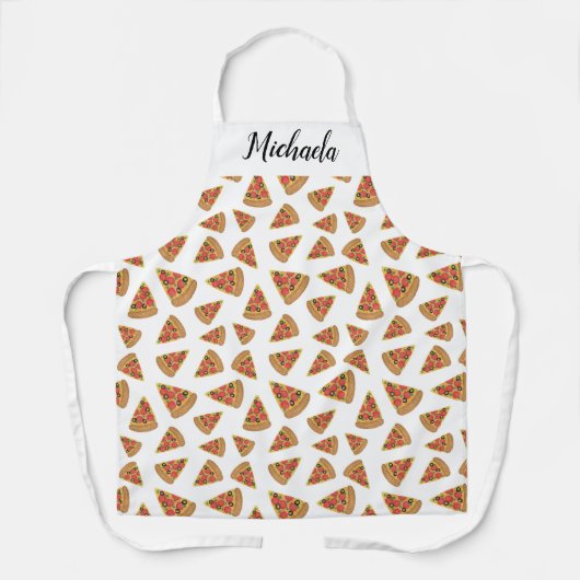Personalisiertes Pizza Slice Muster Weiß Schürze (Vorderseite)