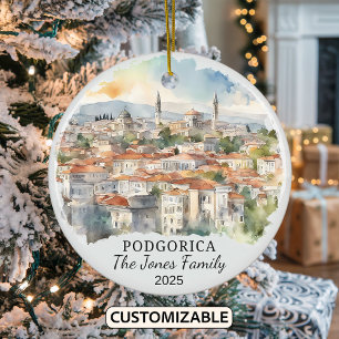 Personalisiertes Podgorica-Ornament, Geschenk aus  Keramik Ornament
