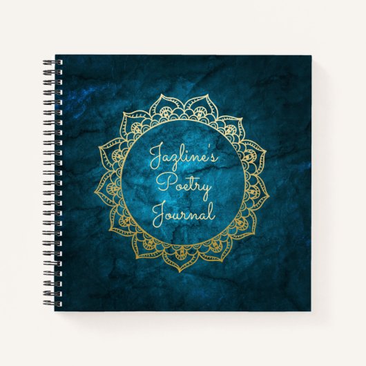 Personalisiertes Poetry Journal Gold Mandala Notizblock (Vorderseite)