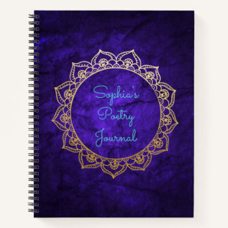 Personalisiertes Poetry Journal Gold Mandala Notizblock