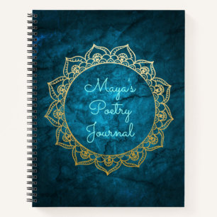 Personalisiertes Poetry Journal Gold Mandala Notizblock