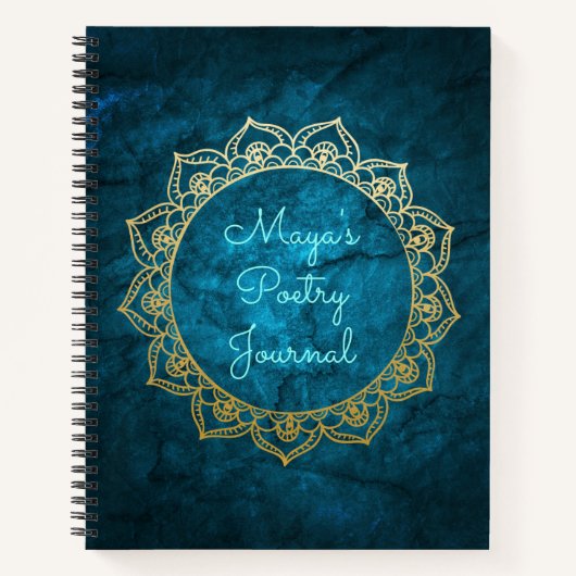 Personalisiertes Poetry Journal Gold Mandala Notizblock (Vorderseite)