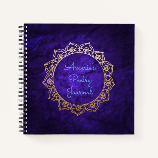 Personalisiertes Poetry Journal Gold Mandala Notizblock (Vorderseite)