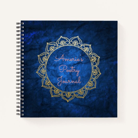 Personalisiertes Poetry Journal Gold Mandala Notizblock (Vorderseite)