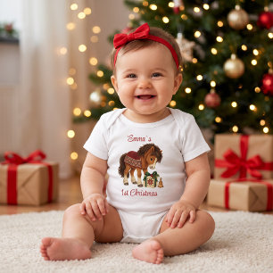 Personalisiertes Pony Baby's 1. Weihnachtsgeschenk Baby Strampler