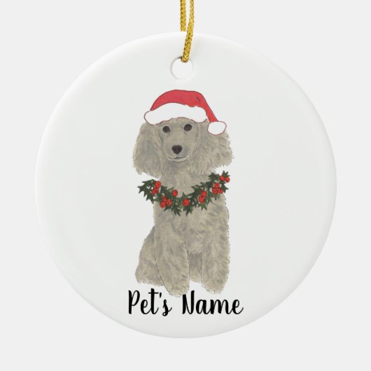 Personalisiertes Poodle (Grausilber) Keramik Ornament (Vorne)