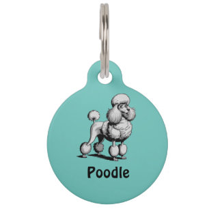 Personalisiertes Poodle Hund Round-Pet-Tag Haustiermarke