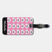 Personalisiertes Poodle-Muster Niedlich rosa Gepäckanhänger (Rückseite horizontal)