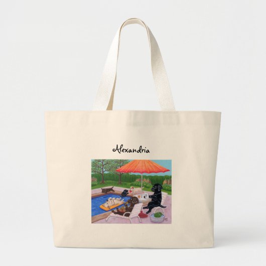 Personalisiertes Pool-Party Labradors 2 Jumbo Stoffbeutel (Vorne)