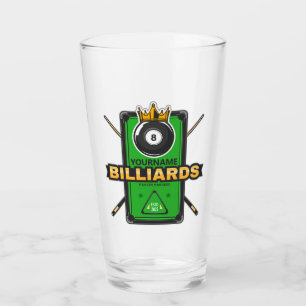 Personalisiertes Poolhallen-Name 8-Ball-Krone Bill Glas
