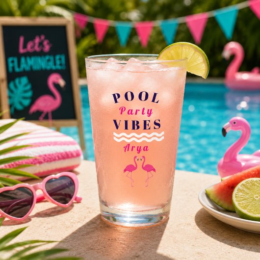 Personalisiertes Poolparty-Feeling Flamingo Trinkg Glas