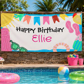 Personalisiertes Poolparty-Geburtstagsbanner Banner