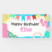 Personalisiertes Poolparty-Geburtstagsbanner Banner (Horizontal)