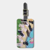 Personalisiertes Poolside-Party Labradors Gepäckanhänger (Vorderseite vertikal)