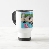 Personalisiertes Poolside-Party Labradors Reisebecher (Vorderseite Links)