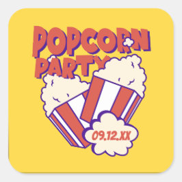 Personalisiertes Popcorn-Party Quadratischer Aufkleber