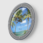 Personalisiertes Porthole zum Paradies Uhr (Winkel)
