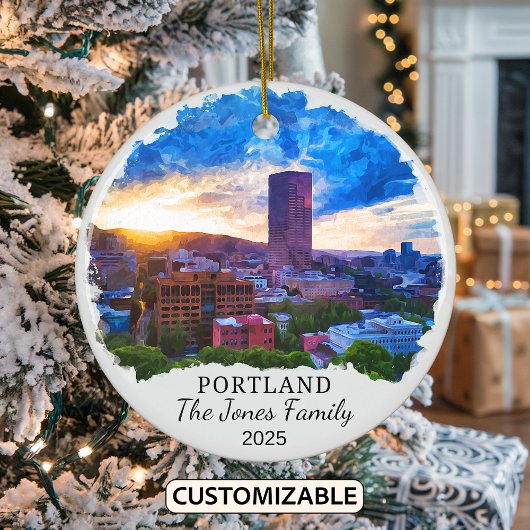 Personalisiertes Portland Ornament, Oregon Staat Keramik Ornament