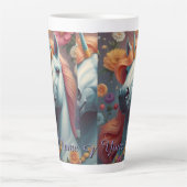 Personalisiertes Portrait der Blume White Unicorn Milchtasse (Vorderseite)