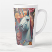 Personalisiertes Portrait der Blume White Unicorn Milchtasse (Rechts)