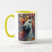 Personalisiertes Portrait der Blume White Unicorn Tasse (Links)