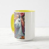 Personalisiertes Portrait der Blume White Unicorn Tasse (Vorderseite Links)