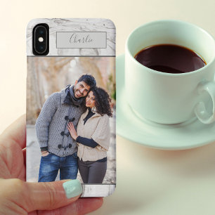 Personalisiertes Portrait-Foto auf grauem Marmor Case-Mate iPhone Hülle