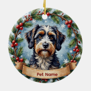Personalisiertes Portugiesischer Wasserhund Weihna Keramik Ornament