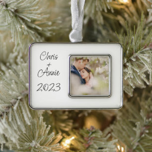 Personalisiertes Porzellan Foto Ornament, Enga Rahmen-Ornament Silber
