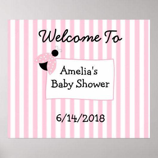 Personalisiertes Poster Pink Ladybug Poster Banner (Vorne)