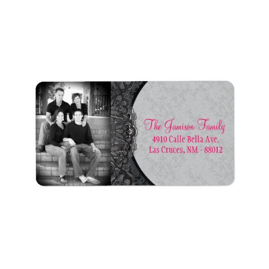 Personalisiertes Postetikett für Foto-Spitzenflora Adressaufkleber (Vorne)