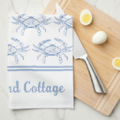 Personalisiertes Preppy Blue und White Crab an der Geschirrtuch (Viertel Falte)