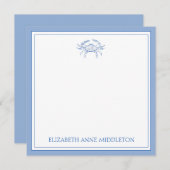 Personalisiertes Preppy Blue und White Crab an der Mitteilungskarte (Vorne/Hinten)