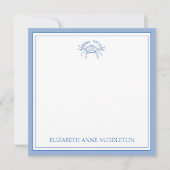 Personalisiertes Preppy Blue und White Crab an der Mitteilungskarte (Vorderseite)