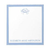 Personalisiertes Preppy Blue und White Crab an der