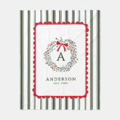 Personalisiertes Preppy Holiday Wreath Monogramm u Fleecedecke (Vorderseite)